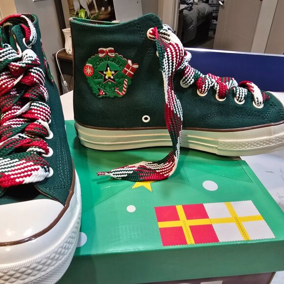 Converse W Chuck 70 High 'X-Mas Gingerbread & Knit Sock Sneakers A12455C MENS 10 - Picture 2 of 16